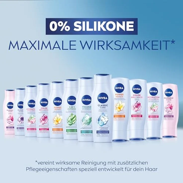 NIVEA Blonde Silver Farbglanz Shampoo, 250 ml, Silbershampoo mit Kornblumenextrakt und Biotin zur Auffrischung von blondem, silbernem & grauem Haar – Bild 5