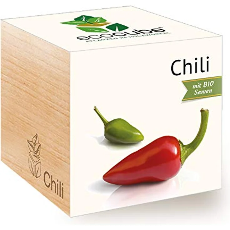 Feel Green Ecocube Chili, Bio Zertifiziertes Anzuchtset im Holzwürfel, Made in Austria – Bild 1