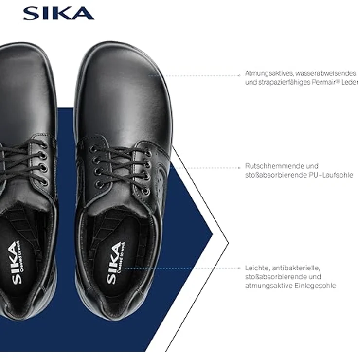 Sika Optimaxchnürschuh Berufsschuh, Sicherheitsschuh in Schwarz, Größe 44, 100% Polyester – Bild 4
