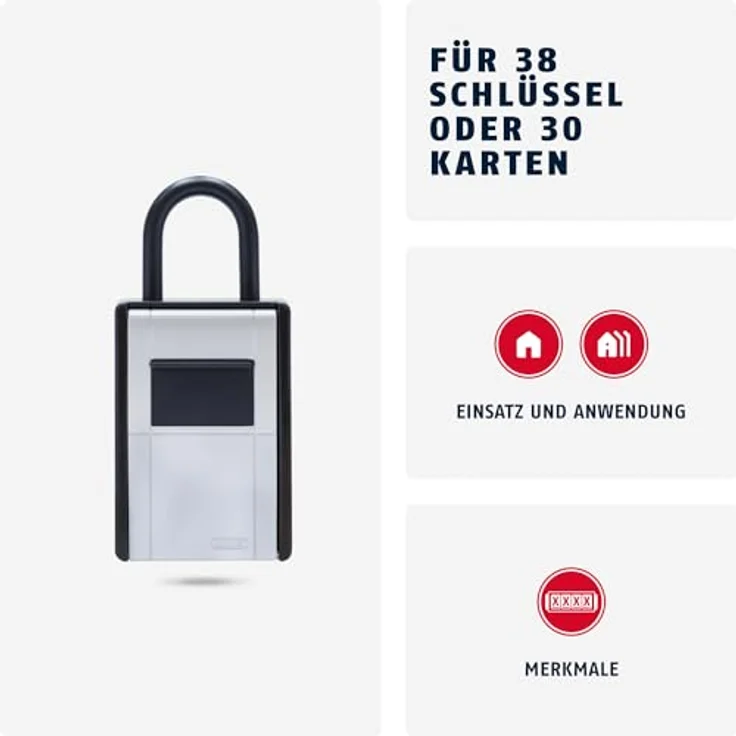 ABUS 797 KeyGarage BIG, Schlüsselbox mit Bügel für bis zu 38 Schlüssel, Silber – Bild 3