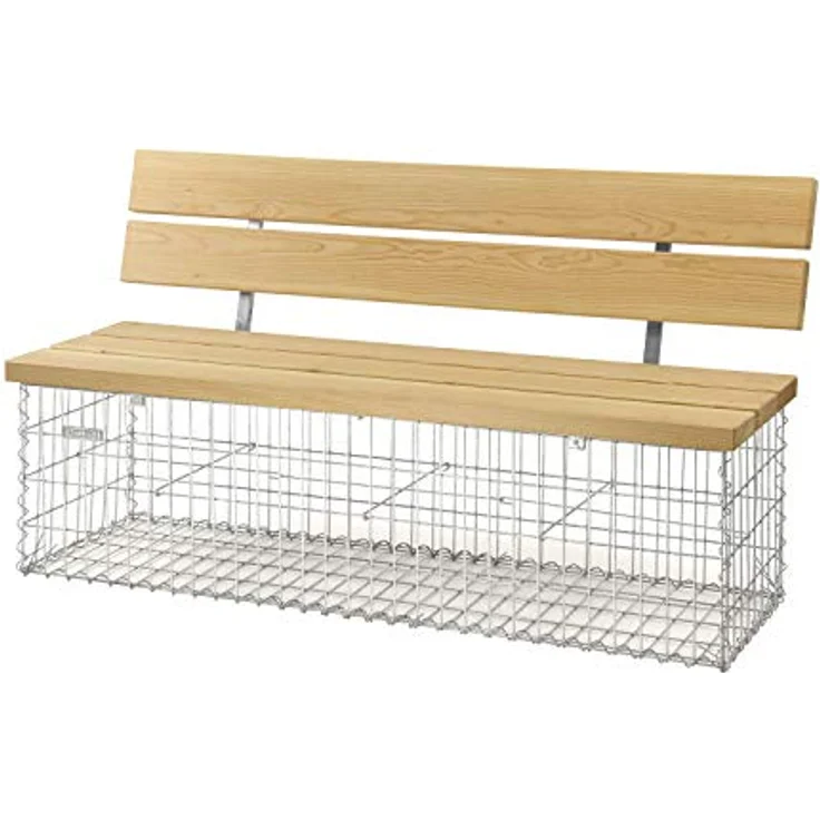 Bellissa Gartenbank-Gabione Calma, Sitzbank aus Douglasienholz mit langlebiger Lehne, 155 x 53 x 83 cm – Bild 1