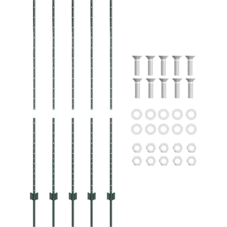 vidaXL Zaunpfosten U-Kanal Grün, 10er Set Metallzaunpfosten 150 cm für Außenbereich – Bild 4