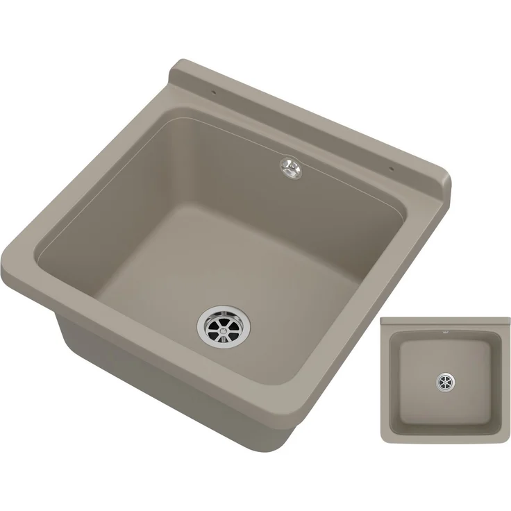 Granitan Kunststoffspüle ORTA - Waschtong mit Siphon - Waschbecken Wandmontage - 40x38x22,8 cm, verschiedene Farben – Bild 1