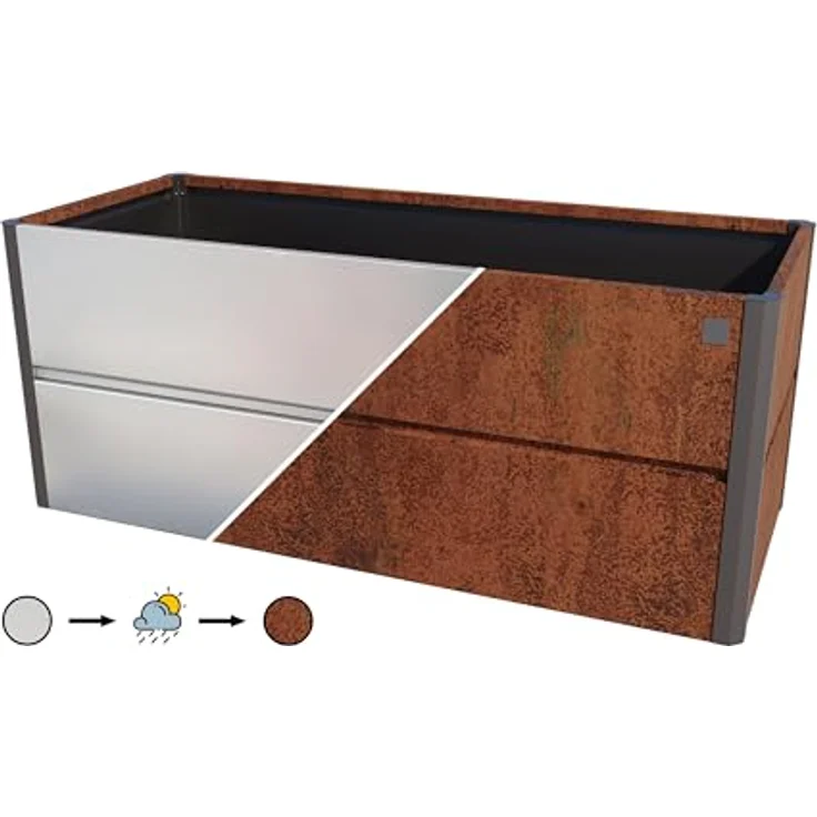 GFP PRIMEYARD 200 x 85 x 77 cm Hochbeet Nele, Cortenstahl, Rost-Optik, Wetterfester Corten Stahl, Robuste Konstruktion, Trendige Rost-Optik – Bild 3