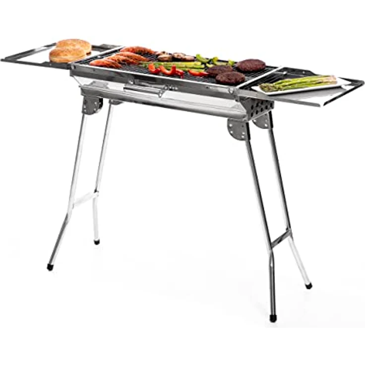 InnovaGoods Zusammenklappbarer Holzkohlegrill aus Edelstahl, Tragbar, Leicht zu reinigen, Rostfreier Stahl, ideal für Picknicks, Camping, Garten, Strand – Bild 1
