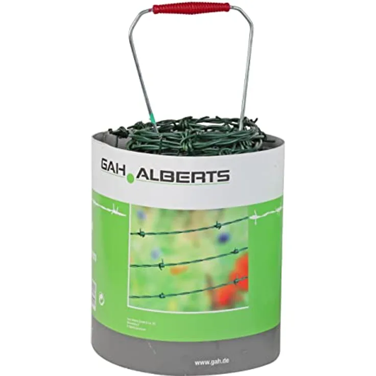 Alberts 530099 Stacheldraht, grün, 50 m, Stahl mit 2 mm Draht-Ø und 100 mm Stachelentfernung, kunststoffbeschichtet