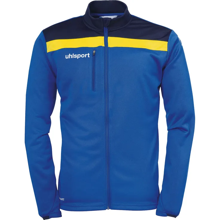 Uhlsport Offense 23 Polyesterjacke Herren - Royal / Marine / Lime, 100% Stretch-Polyester, Brusttasche mit Reissverschluss, modernes Design