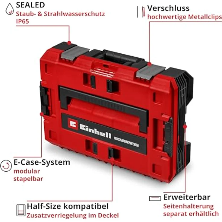 Einhell Werkzeugkoffer 'E-Case S-F Sealed', staub- und strahlwassergeschützt nach IP65, mit Schaumstoffeinlagen, 44,5 x 13,2 x 32,9 cm – Bild 2