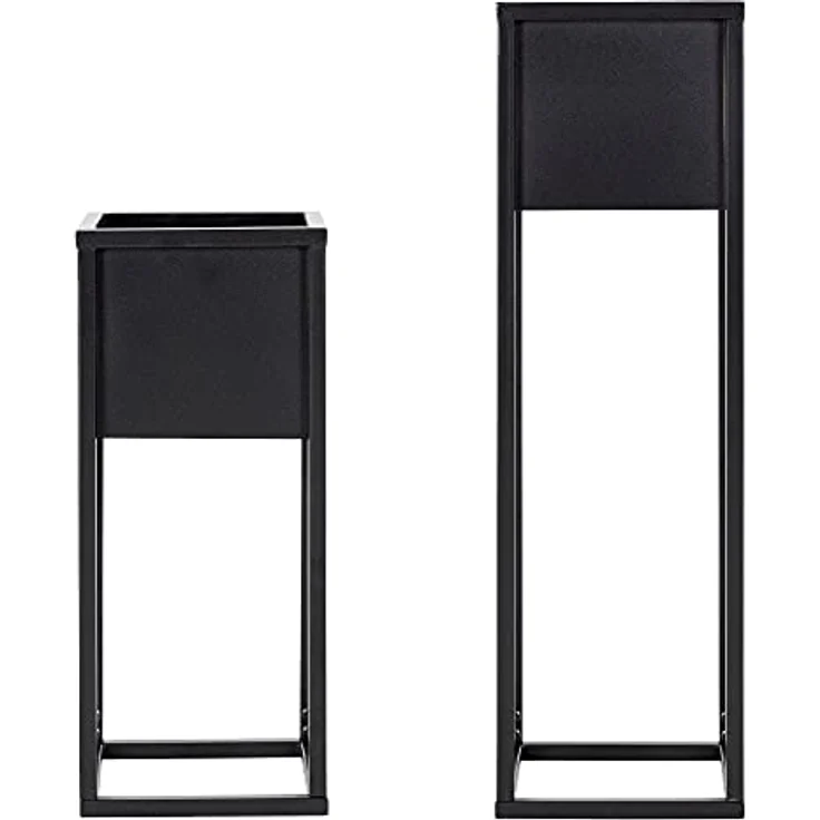 ML-Design 2er Set Blumenständer, schwarz, 21x50/70x21 cm, pulverbeschichtetes Metall – Bild 3
