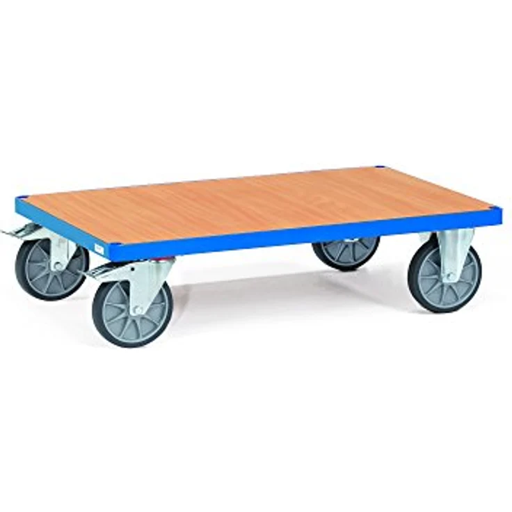 FETRA Multivario Basiswagen 1000x600mm mit Buchendekor, tragbar bis 600kg, pulverbeschichtet blau – Bild 1
