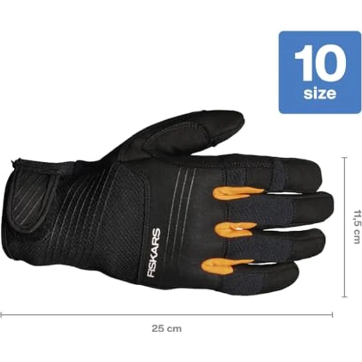 Fiskars Axt- und Werkzeughandschuhe, Touchscreen-kompatibel, Kunstleder/Netzgewebe, Größe 10, Schwarz/Orange – Bild 3