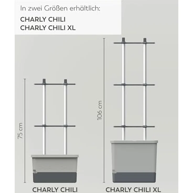 Gusta Garden Pflanzkübel CHARLY CHILI, mit automatischem Bewässerungssystem und stabiler Rankhilfe, Dunkelgrün – Bild 7