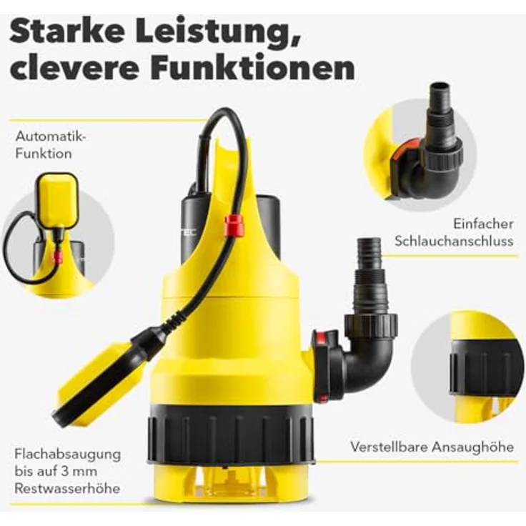 TROTEC Tauchpumpe TCW 900 – Kombi-Tauchpumpe für Klar-/Schmutzwasser – 15.000 l/h, 900 Watt, max. 7m Eintauchtiefe, IPX8 – Bild 3