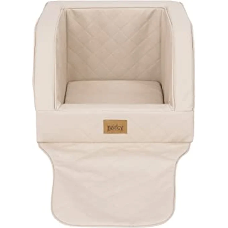 DOGGY Hundeautositz, Hundebox, Hundebett, für kleine Hunde, Beige Leder, (46x46x31 cm) – Bild 3