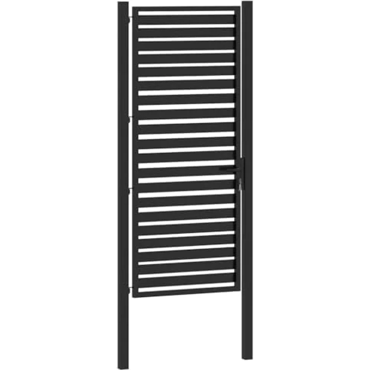 vidaXL Gartentor Aluminium, abschließbar, schwarz, 100x200 cm, pulverbeschichtet – Bild 4