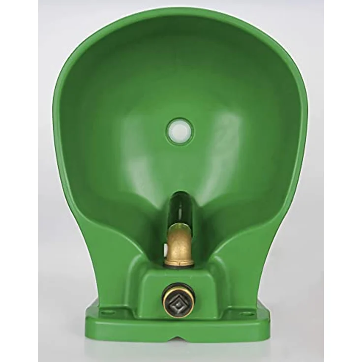 Kerbl Heizbares Tränkebecken aus Kunststoff mit Rohrventil HP20/230, 2,8 Liter, farbe grün, integriertes Frostschutzthermostat, regulierbarer Wasserdurchfluss bis 11 L/min – Bild 2