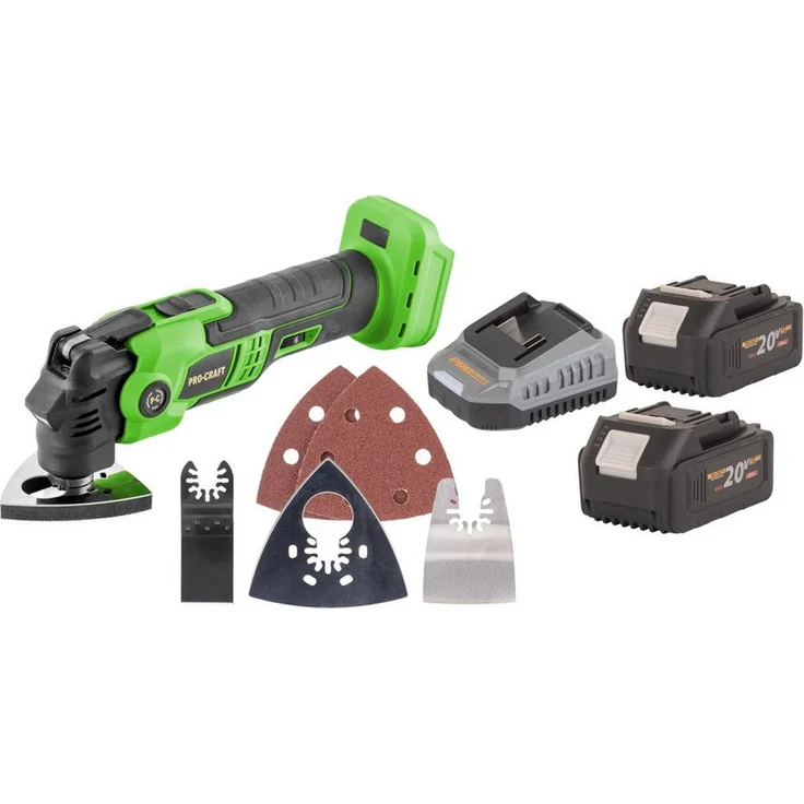 PRO CRAFT PMT22bb Akku-Multifunktionswerkzeug, 20 V Brushless, 2x 4,0 Ah Akkus & Ladegerät, vielseitig einsetzbar, präzise Kontrolle