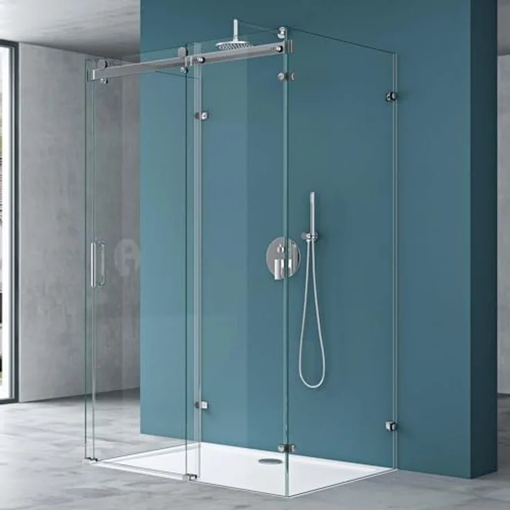 Mai & Mai Ravenna17-2 Komplettdusche U-FORM, Duschabtrennung mit Schiebtür, 8mm ESG Klarglas, NANO-Beschichtung, BxT: 100x75 cm – Bild 1