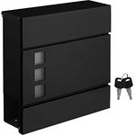 SONGMICS Moderner Briefkasten mit Zeitungshalter, Deckel, abschließbar, Schwarz GMB052B01