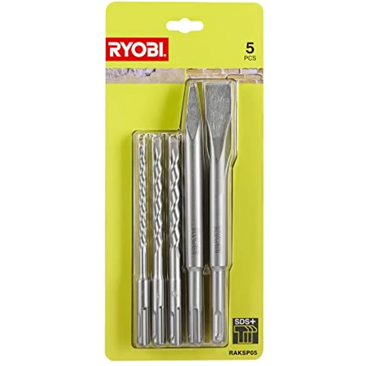 RYOBI Bohr-und Meißel-Set SDS-Plus 5-teilig RAKSP05, Spitzmeißel, Flachmeißel, 3 Bohrer – Bild 3