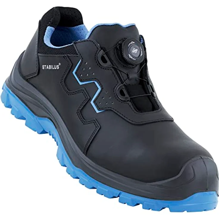 STABILUS ESD Sicherheitshalbschuhe ALEX LOW BLUE TWIST S3S, Leder, atmungsaktives Textil, IRP-Dämpfung, PU/PU-Sohle, Fiberglaskappe, metallfreies durchtrittshemmendes Gewebe, Größe 37-48 – Bild 2