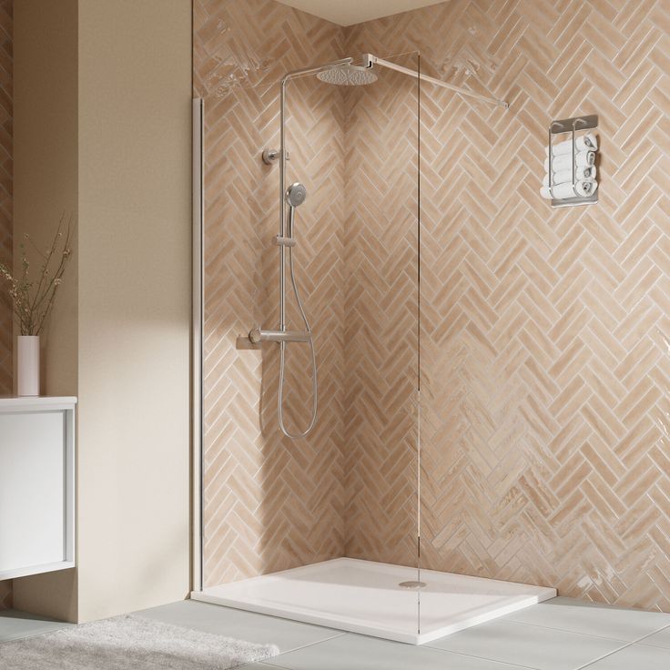 Breuer Walk-in-Duschwand 'Elana 2.0' silbern 120 x 200 cm, Sicherheitsglas, filigranes Design, Montagefreundlich