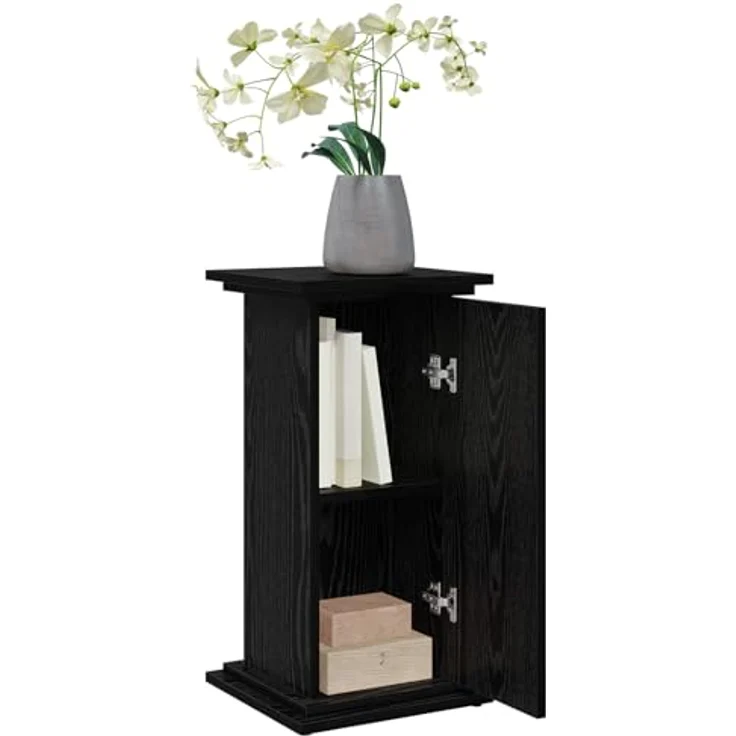 vidaXL Blumenständer Displayständer mit Stauraum, schwarz Eiche, 31x30x60 cm, für innen – Bild 3