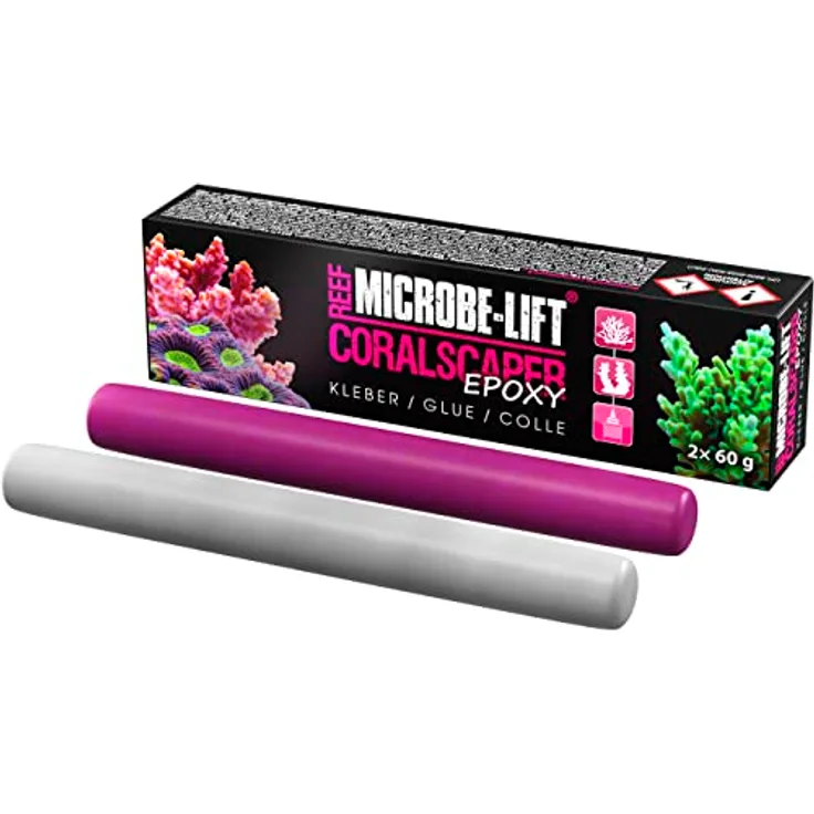 MICROBE-LIFT Coralscaper Epoxy - 2K Korallenkleber, perfekt zur Befestigung von Korallen, Ablegern und Riffaufbauten in jedem Meerwasseraquarium, 2x60g