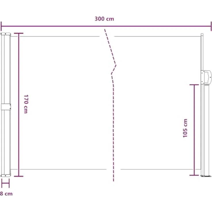 vidaXL Seitenmarkise, einziehbar, 300 x 170 cm, Sand, wasserdichtes Polyester, UV-Schutz, moderner Sichtschutz für Garten und Balkon – Bild 3
