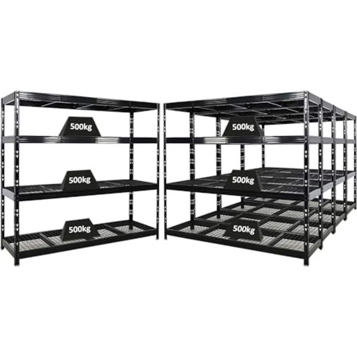 Proregal Schwerlastregal Mega Deal Profi RHINO, 180 x 200 x 60 cm, Traglast 500 kg pro Boden, 4 Böden, schwarz, pulverbeschichtet – Bild 1