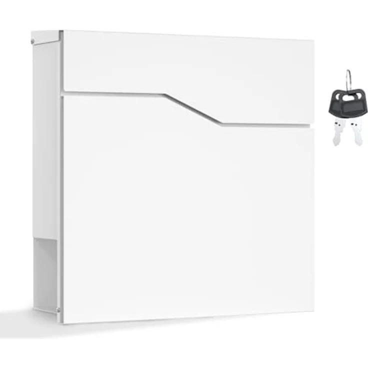 Moderner Design Briefkasten V19 Weiß Wandbriefkasten pulverbeschichtet Zeitungsrolle – Bild 2