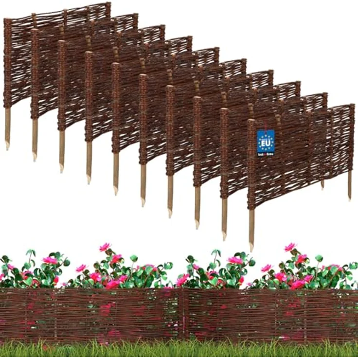 KOTARBAU® 10er Set Weidenzaun Beetbegrenzung 60 x 30 cm, Braun, Wetterbeständig, Flexibel, Für Garten und Grünanlagen – Bild 1
