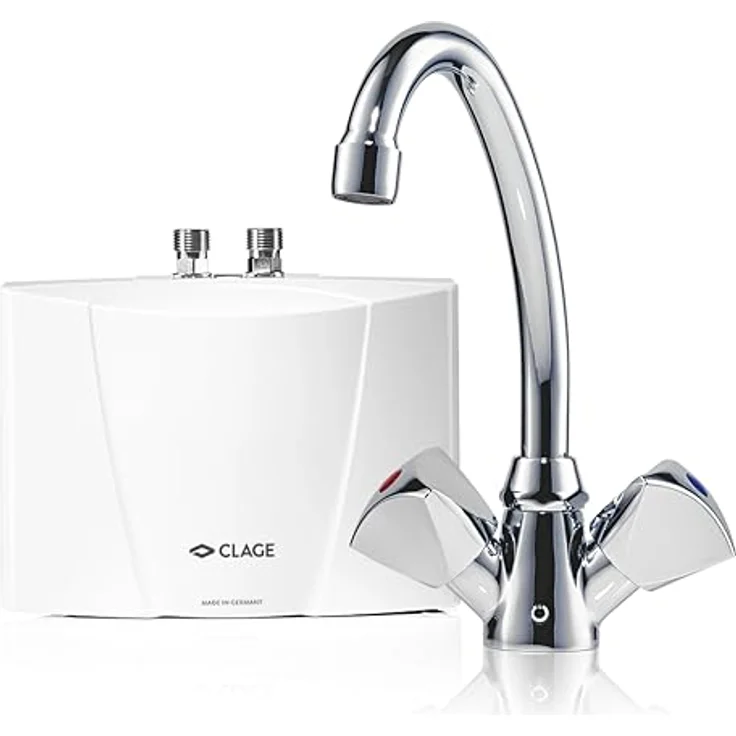 CLAGE M3/SNM hydraulischer Klein-Durchlauferhitzer Set mit Zweigriff-Waschtischarmatur, 3,5 kW, VDE-GS geprüft, für drucklose Armaturen – Bild 1