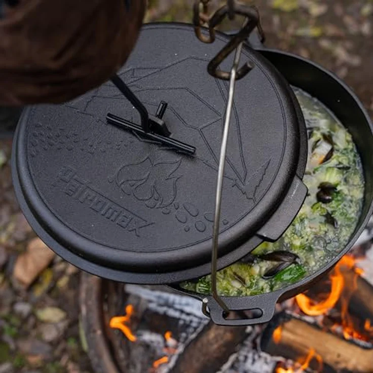 Petromax Dutch Oven Essential Line, Gusseisen Topf 3,5 L für Induktion, Gas, Backofen, Grill oder Lagerfeuer, natürliche Antihaftwirkung und multifunktionaler Deckel – Bild 3