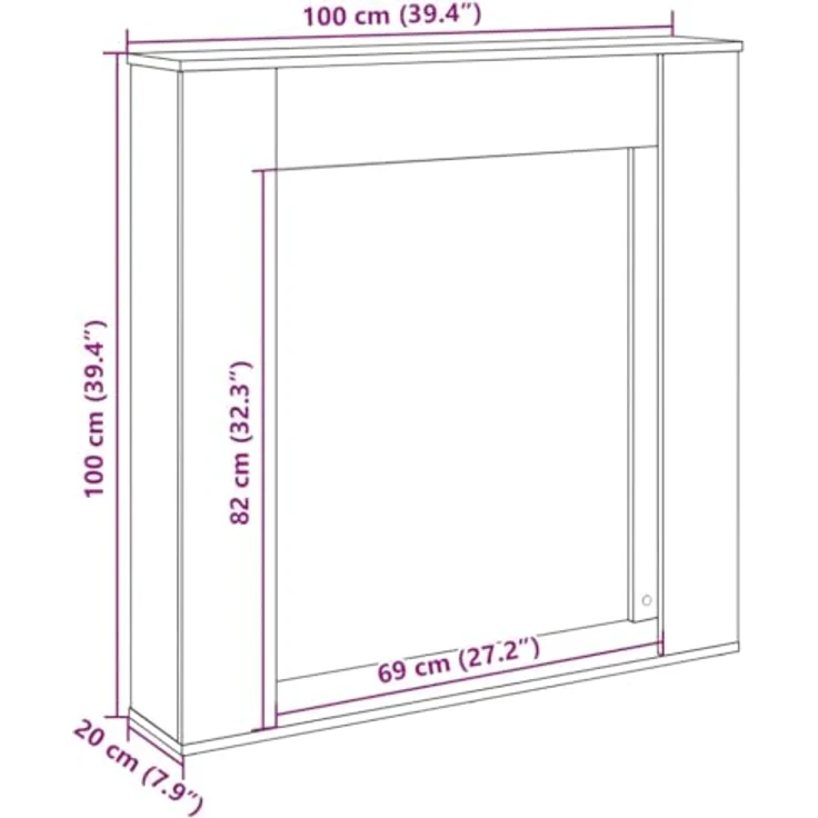 vidaXL Kaminumrandung Braun Eichen-Optik, 100x20x100 cm, Holzwerkstoff, pflegeleicht und langlebig – Bild 4