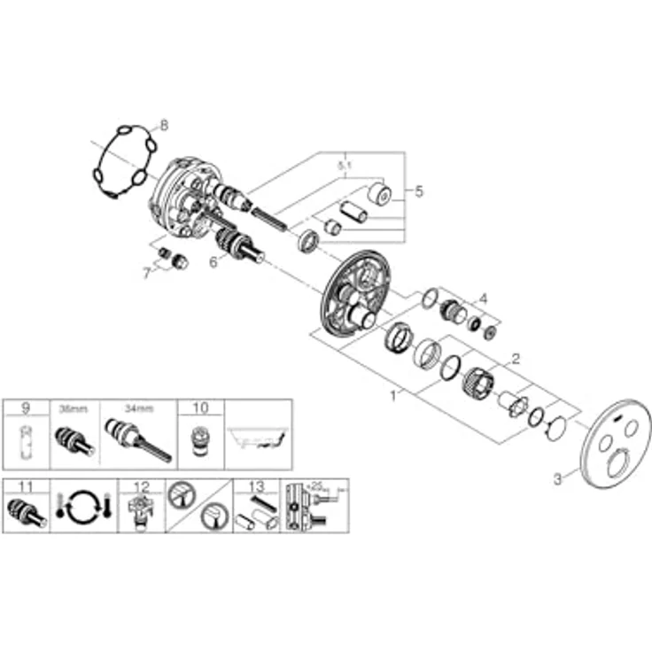 GROHE Grohtherm Smartcontrol, Unterputz Thermostat für Dusche und Badewanne mit 2 Absperrventilen, ultraflachem Design und Wandrosette aus Metall, gold, 29119GN0 – Bild 2