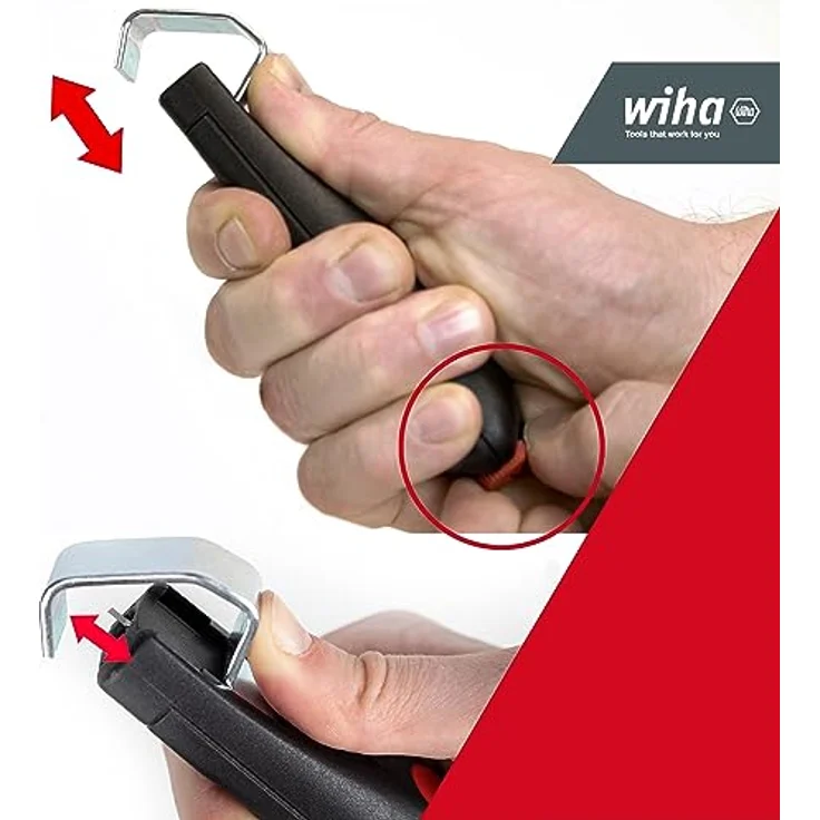 Wiha Abmantelungswerkzeug 130mm I mit selbstdrehender Schleppklinge für Rundkabel I Universal-Abmantelungswerkzeug I Entmanteler I Kabelmesser (44240) – Bild 2