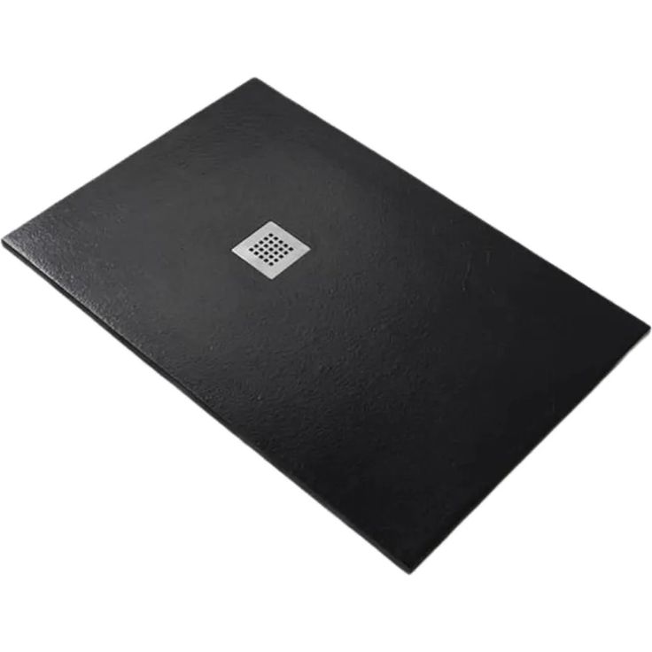 FRASCIO NEW TECNOLOGY Duschwanne Vulcano Line, 80 x 95 cm, Schwarz, rutschfest, mit Abfluss und Gelcoatbeschichtung