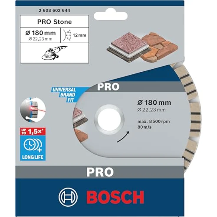 Bosch Professional Diamanttrennscheibe (für extrem hartes Gestein, Ø: 180 mm, Zubehör für Winkelschleifer) – Bild 2