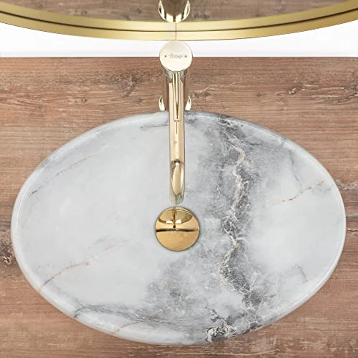 wohnwerk.idee Aufsatzwaschbecken Linda Granit Matt Marmor Naturstein 48,5x34 cm – Bild 3