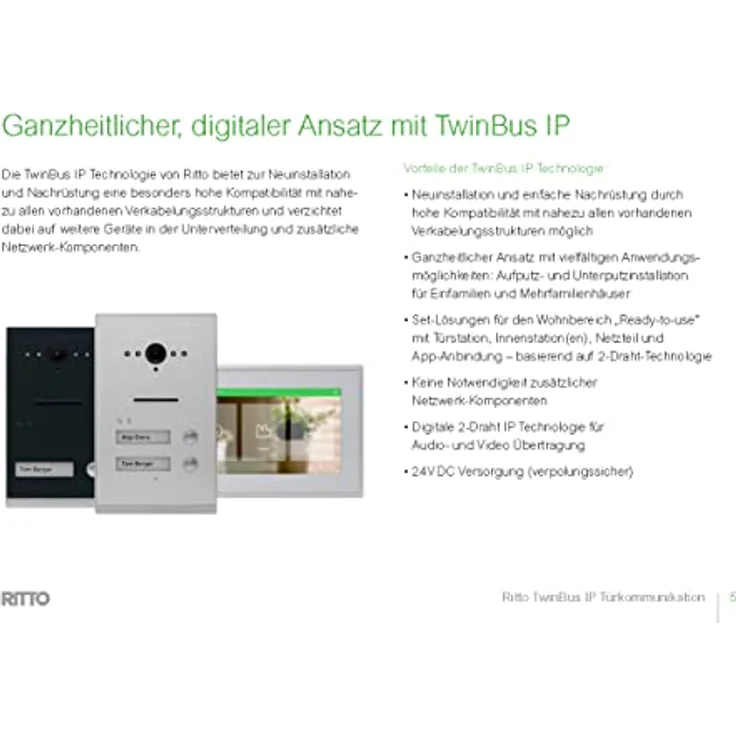 Ritto Listo TwinBus IP Video Einfamilienhaus-Set, Unterputz, Schwarz (RGE2094150) – Bild 6