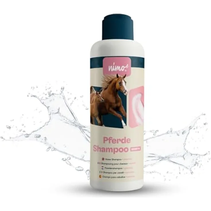 nimo Tiershampoo Pferde Shampoo sensitiv, 250 ml, mild gegen Juckreiz und Trockenheit, Rückfettungsmittel ohne Duftstoffe