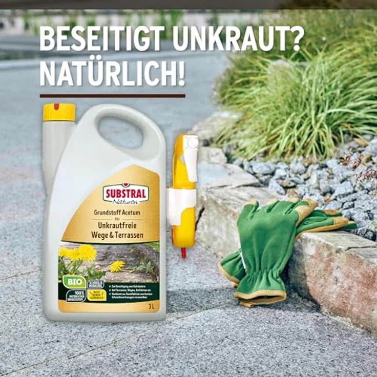 Evergreen Substral Naturen Unkrautbekämpfungsmittel Acetum 3,0 L Spray, BIO-Produkt mit Essig, schnell wirksam gegen Unkraut – Bild 2
