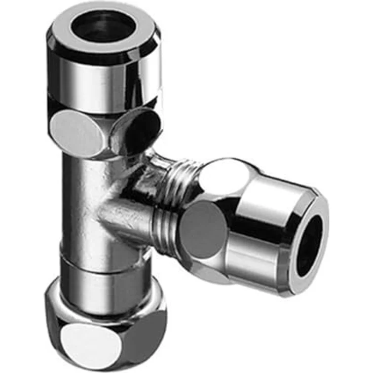 OTTO Schell T-Stück 041000699, Spültischarmatur mit chromfarbener Oberfläche und beweglicher Überwurfmutter 3/8" – Bild 1