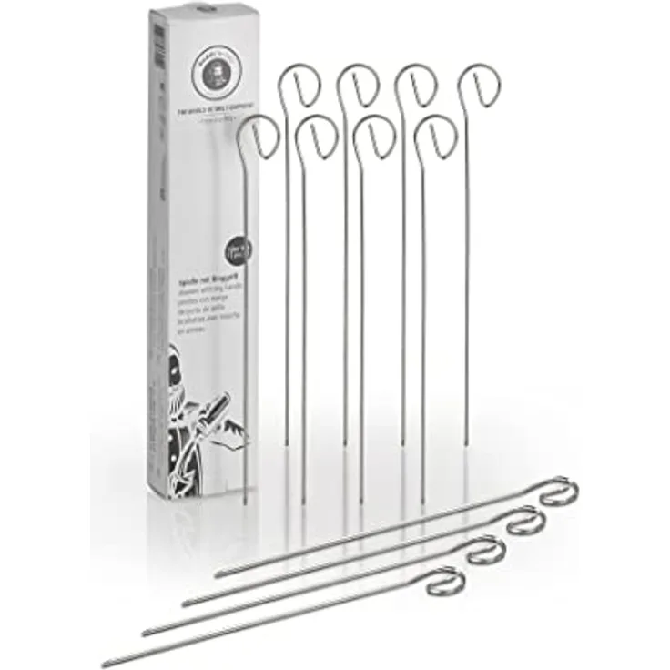 Buddy's Grillspieß Buddy´s BBQ, Edelstahl Schaschlikspieße (Set, 12-St), wiederverwendbar, 21 cm mit Ringgriff