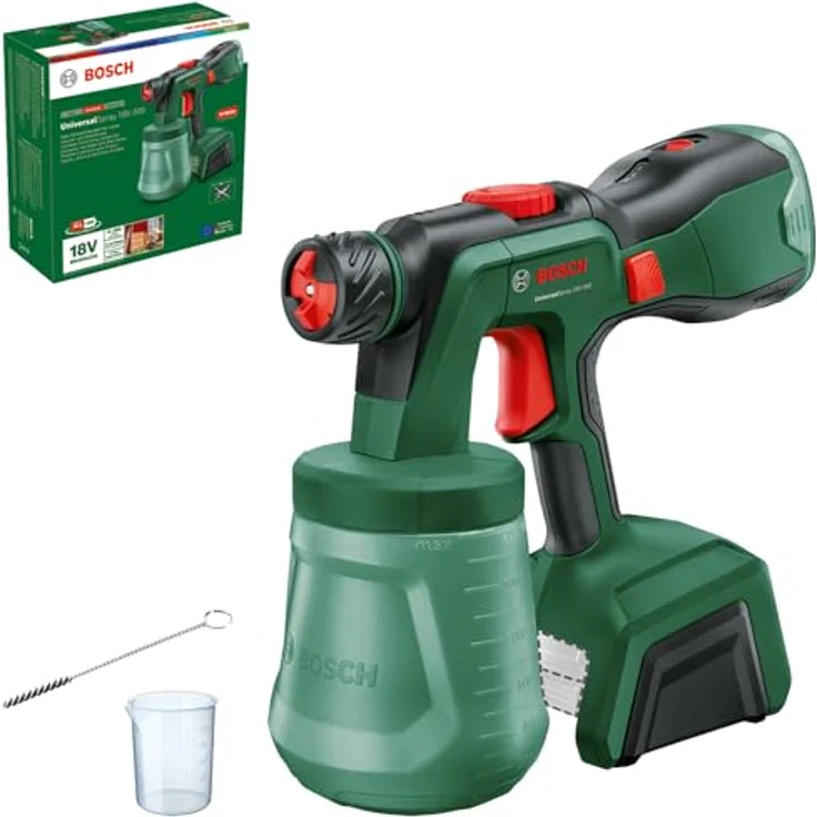 Bosch Akku-Farbsprühsystem UniversalSpray 18V-300, sprühfähig für Dispersions-/Latexfarben und Lacke, 1200 ml Becher, 2 m²/min, ohne Akku – Bild 1