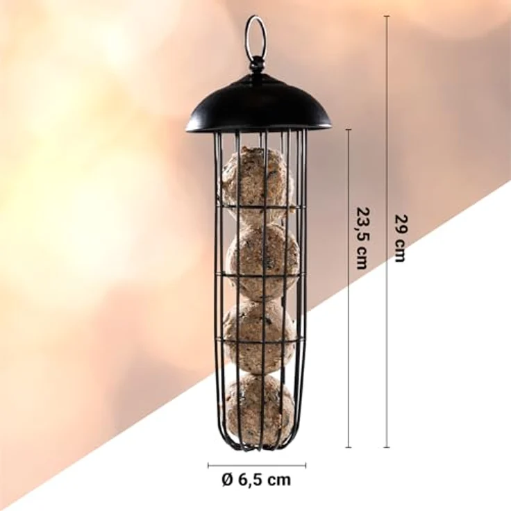 CULT at home Meisenknödelhalter Vogelfutterspender XL, 3er Set aus Metall, schwarz, für bis zu 4 Meisenknödel, Höhe 29 cm, abnehmbares Dach – Bild 3