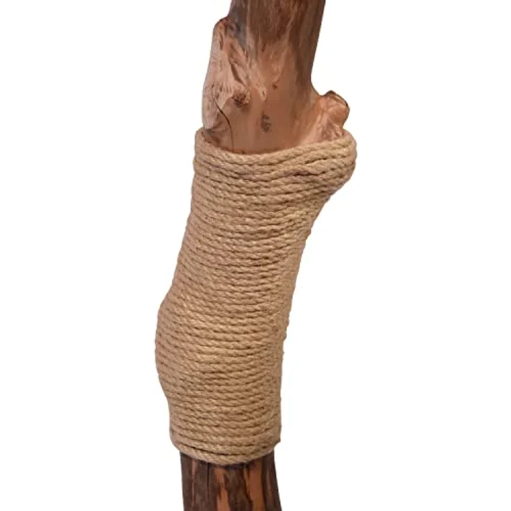dobar® 35291FSCe Design Kratzbaum "Sunny" 2 Etagen - Echtholz Kratzmöbel für Katzen - Krallenpflege mit Jute - Katzenbaum mit Naturholzstamm inkl. Plüschbezug & Spielball - 50 x 40 x 99-109 cm - Braun – Bild 5