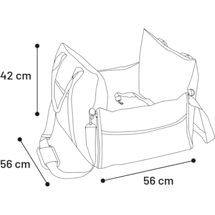 Flamingo Bobba 3-in-1 Autositz für Hunde, 56 x 56 x 42 cm, stehend, Abnehmbarer Boden, Verstellbarer Innengurt, Grau – Bild 5