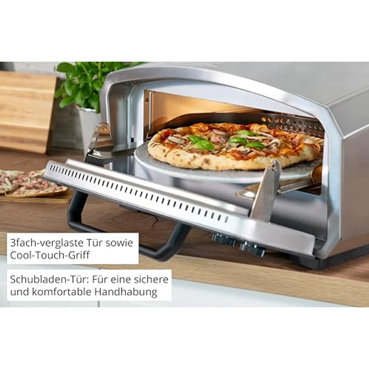 Unold Pizzaofen Enzo 68916, Elektro-Pizzaofen aus Edelstahl mit 2100 Watt Leistung und digitalem Timer – Bild 4